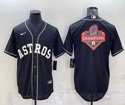 Nike Houston Astros Black big champion logo Authentic Stitched MLB Jersey