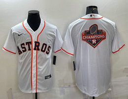 Nike Houston Astros Blank White Game with big champion Authentic Stitched MLB Jersey
