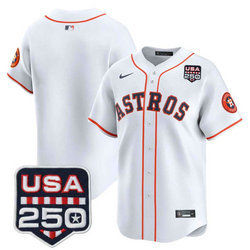 Nike Houston Astros Blank White With 250 America Patch Jersey