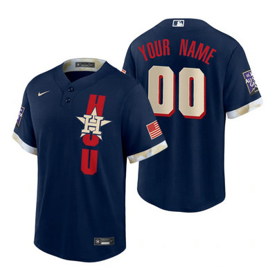 Nike Houston Astros Custom Any Name 2021 All star Blue Game Authentic Stitched MLB Jersey