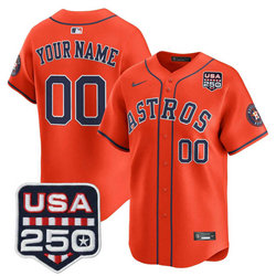 Nike Houston Astros Custom Orange With 250 America Patch Jersey