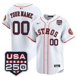 Nike Houston Astros Custom White With 250 America Patch Jersey