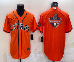Nike Houston Astros Orange big champion logo Authentic Stitched MLB Jersey