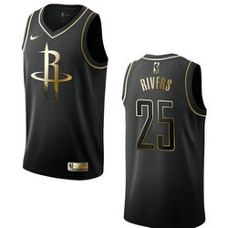 Nike Houston Rockets #25 Austin Rivers Black Gold Authentic Stitched NBA jersey