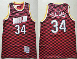 Nike Houston Rockets #34 Hakeem Olajuwon Red Game Throwback Authentic Stitched NBA Jersey