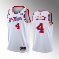 Nike Houston Rockets #4 Jalen Green White 2024 City With Advertising Stitched NBA Jersey
