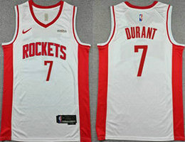 Nike Houston Rockets #7 Kevin Durant White With Advertising Authentic Stitched NBA Jersey