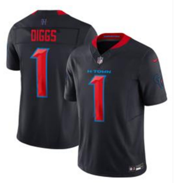 Nike Houston Texans #1 Stefon Diggs 2024 Navy 2nd F.U.S.E. Authentic stitched NFL jersey