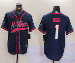 Nike Houston Texans #1 Stefon Diggs Black Navy Joint Authentic Stitched baseball jersey