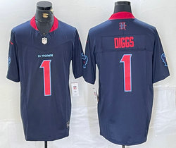 Nike Houston Texans #1 Stefon Diggs Blue F.U.S.E. Red Number NFL jersey
