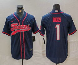 Nike Houston Texans #1 Stefon Diggs Navy adults Authentic Stitched baseball jersey