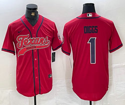 Nike Houston Texans #1 Stefon Diggs Red Joint Authentic Stitched baseball jersey