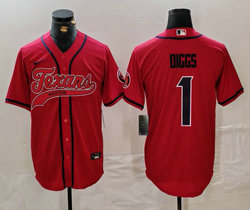 Nike Houston Texans #1 Stefon Diggs Red adults Authentic Stitched baseball jersey