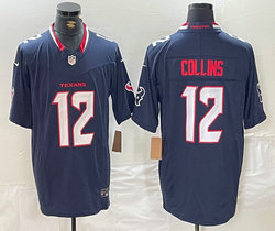 Nike Houston Texans #12 Nico Collins Blue F.U.S.E. White Number NFL jersey