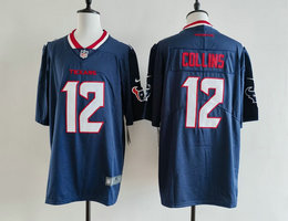 Nike Houston Texans #12 Nico Collins Blue White Number NFL jersey