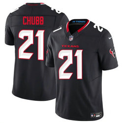 Nike Houston Texans #21 Nick Chubb Navy White naumber Stitched NFL Jersey