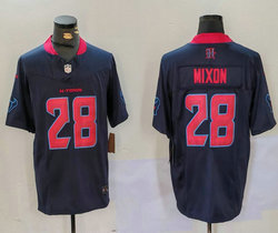 Nike Houston Texans #28 Joe Mixon Blue F.U.S.E. Red Number Authentic stitched NFL jersey