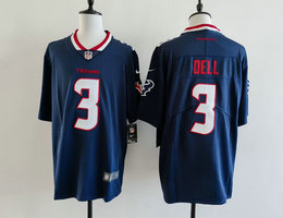 Nike Houston Texans #3 Tank Dell Blue White Number NFL jersey