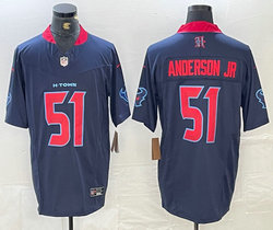 Nike Houston Texans #51 Will Anderson Jr Blue F.U.S.E. Red Number NFL jersey