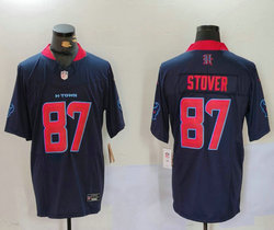 Nike Houston Texans #87 Cade Stover Blue F.U.S.E. Red Number Authentic stitched NFL jersey
