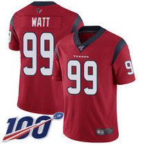 Nike Houston Texans #99 J.J. Watt 100th Season Red Vapor Untouchable With Team Logo Patch Authentic Stitched NFL Jersey