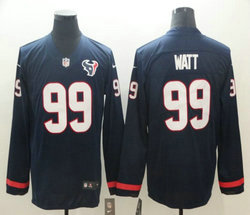 Nike Houston Texans #99 J.J. Watt Blue Long sleeve Authentic stitched NFL jersey