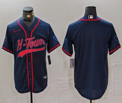 Nike Houston Texans Blank Black Navy Joint Authentic Stitched baseball jersey