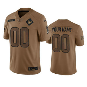 Nike Houston Texans Custom 2023 Brown Salute To Service Authentic Stitched NFL Jersey