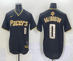 Nike Indiana Pacers #0 Tyrese Haliburton Black Joint Finals Patch baseball jerseys