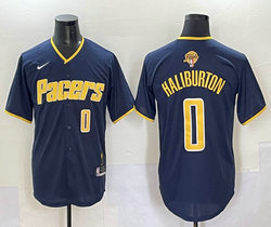 Nike Indiana Pacers #0 Tyrese Haliburton Navy Finals Joint Baseball Jersey