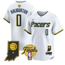 Nike Indiana Pacers #0 Tyrese Haliburton White Finals Joint Baseball Jersey