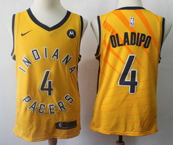 Nike Indiana Pacers #4 Victor Oladipo Gold Game With Advertising patch Authentic Stitched NBA Jersey