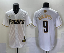 Nike Indiana Pacers #9 T.J. McConnell White Gold Name Finals Baseball Jersey
