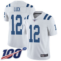 Nike Indianapolis Colts #12 Andrew Luck With NFL 100th Season Patch White Vapor Untouchable Authentic Stitched NFL Jersey