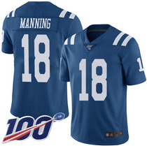 Nike Indianapolis Colts #18 Peyton Manning With NFL 100th Season Patch Blue Vapor Untouchable Authentic Stitched NFL Jersey