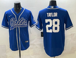 Nike Indianapolis Colts #28 Jonathan Taylor Hemp Blue Joint Authentic Stitched baseball jersey