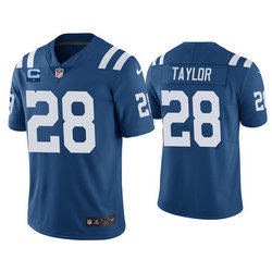 Nike Indianapolis Colts #28 Jonathan Taylor Royal With 1-star C Patch Vapor Untouchable Authentic Stitched NFL Jersey