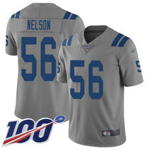 Nike Indianapolis Colts #56 Quenton Nelson With NFL 100th Season Patch Grey Inverted Legend Vapor Untouchable Authentic Stitched NFL Jersey