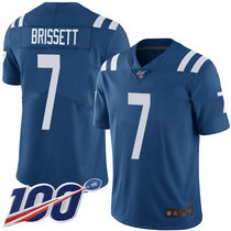 Nike Indianapolis Colts #7 Jacoby Brissett With NFL 100th Season Patch Blue Vapor Untouchable Authentic Stitched NFL Jersey