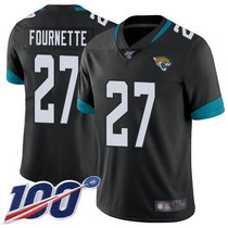 Nike Jacksonville Jaguars #27 Leonard Fournette With NFL 100th Season Patch Black Vapor Untouchable Authentic Stitched NFL jersey