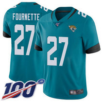 Nike Jacksonville Jaguars #27 Leonard Fournette With NFL 100th Season Patch Green Vapor Untouchable Authentic Stitched NFL jersey