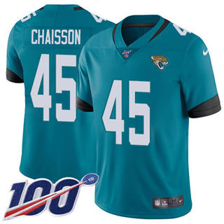 Nike Jacksonville Jaguars #45 K'Lavon Chaisson 100th Season Green Vapor Untouchable Authentic stitched NFL jersey