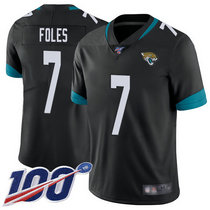 Nike Jacksonville Jaguars #7 Nick Foles With NFL 100th Season Patch Black Vapor Untouchable Authentic Stitched NFL jersey