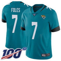 Nike Jacksonville Jaguars #7 Nick Foles With NFL 100th Season Patch Green Vapor Untouchable Authentic Stitched NFL jersey