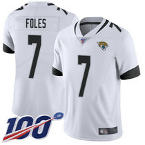 Nike Jacksonville Jaguars #7 Nick Foles With NFL 100th Season Patch White Vapor Untouchable Authentic Stitched NFL jersey