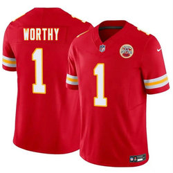 Nike Kansas City Chiefs #1 Xavier Worthy Red 2024 Draft F.U.S.E Football Jersey