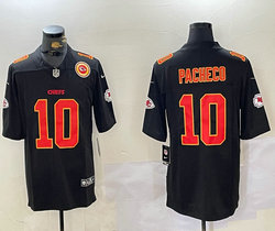 Nike Kansas City Chiefs #10 Isiah Pacheco Black fashion Gold Name Team Patch Authentic stitched NFL jersey