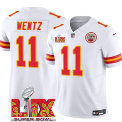 Nike Kansas City Chiefs #11 Carson Wentz White 24-25 Super Bowl LIX Vapor Untouchable Jersey
