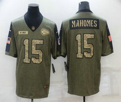 Nike Kansas City Chiefs #15 Patrick Mahomes 2021 Camo salute to service Authentic Stitched NFL Jersey