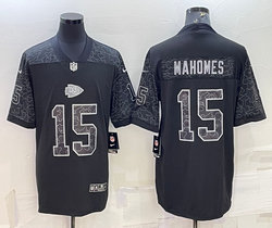 Nike Kansas City Chiefs #15 Patrick Mahomes Black Reflective Authentic Stitched NFL Jersey